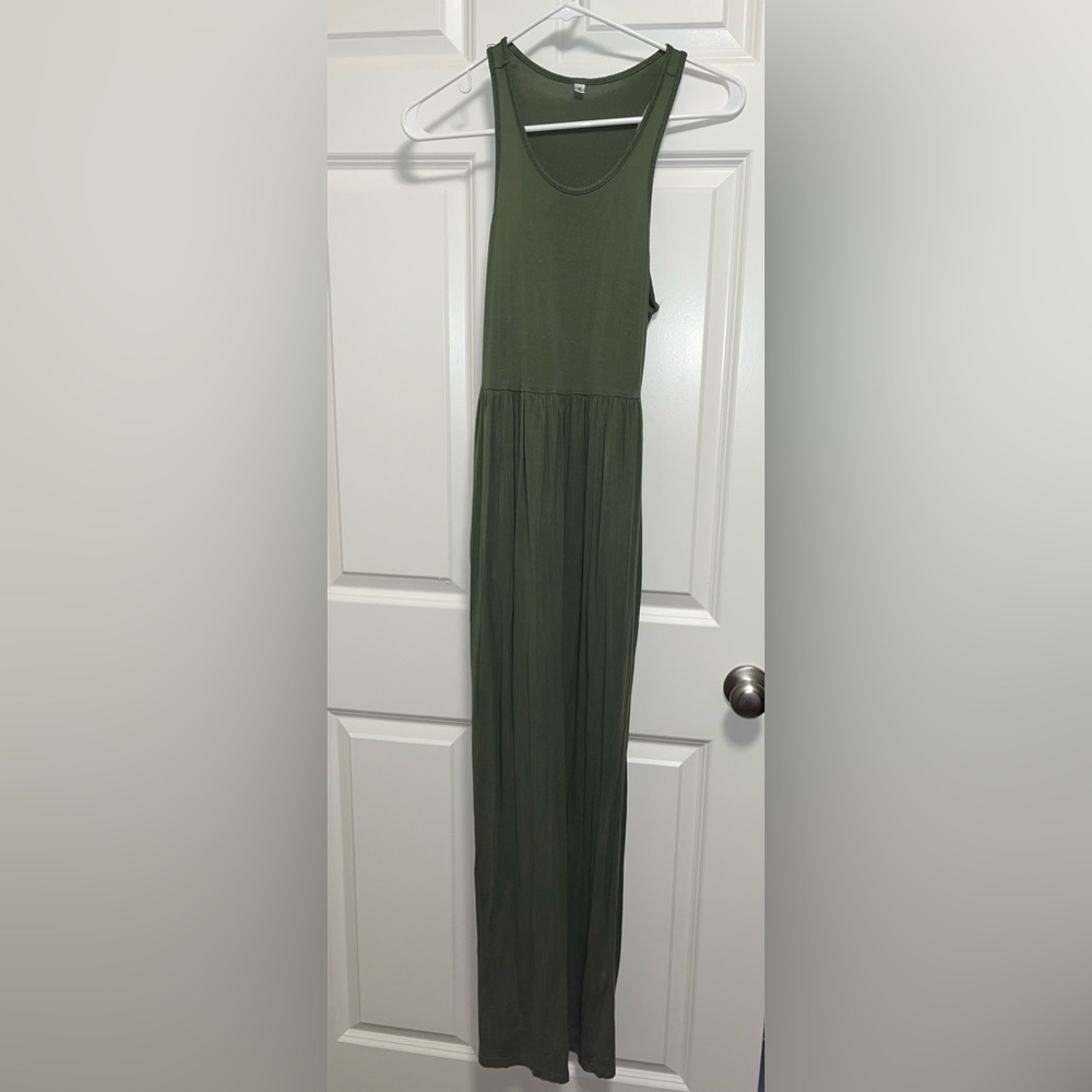 Maxi Dress w/ Pockets, green, Women's Sleeveless, Racerback, Flowy fit (S)